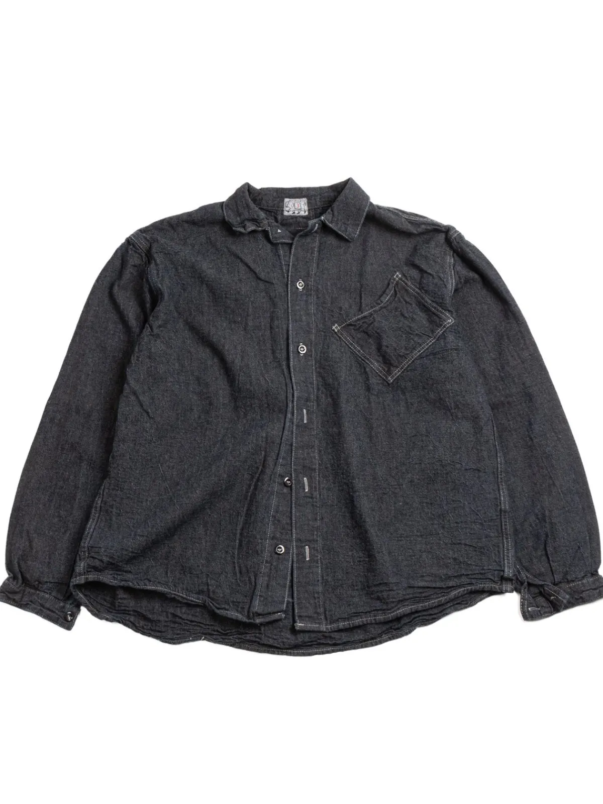 ARGYLE CHEST POCKET SHIRT INDIGO CHAMBRAY COTTON TOTE CLOTH RINSED | Tender Co Hot