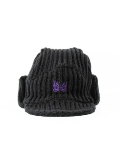 BIRD SHOOTING CAP MERINO WOOL BLACK | Needles Fashion