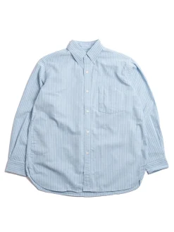 BUTTON DOWN STRIPE WIND SHIRT SAX | Nanamica Clearance