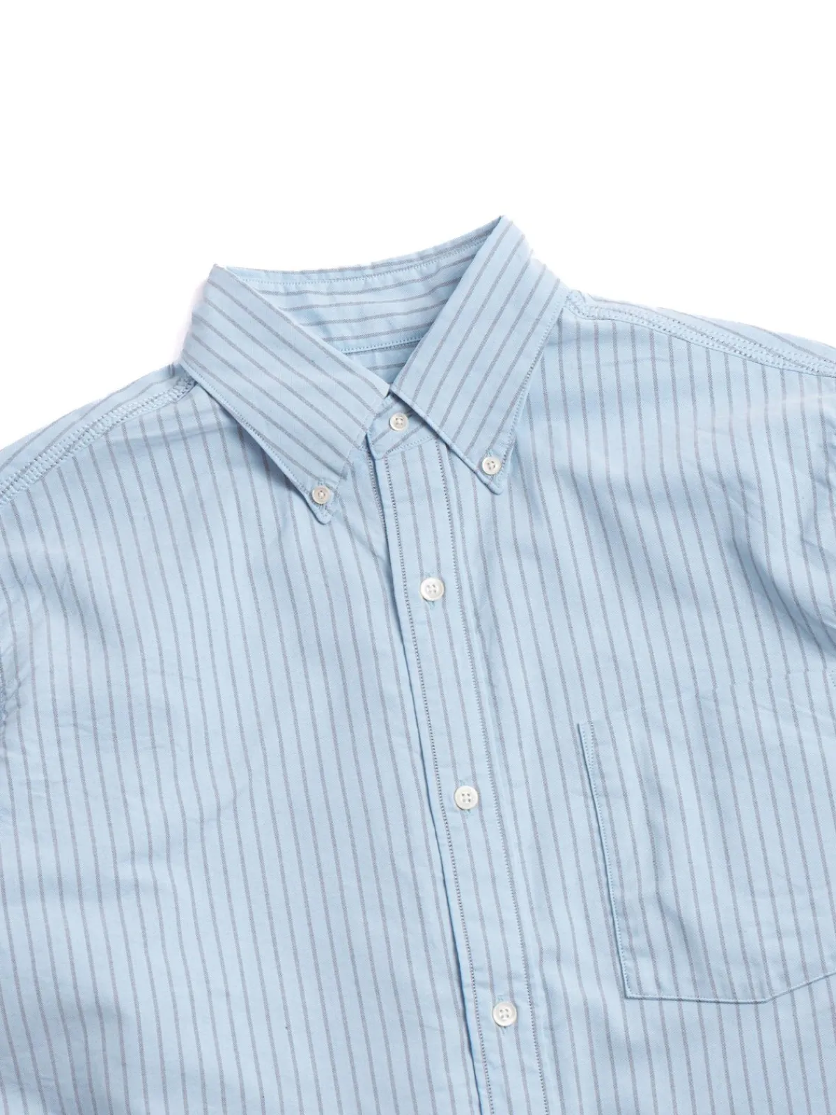 BUTTON DOWN STRIPE WIND SHIRT SAX | Nanamica Clearance