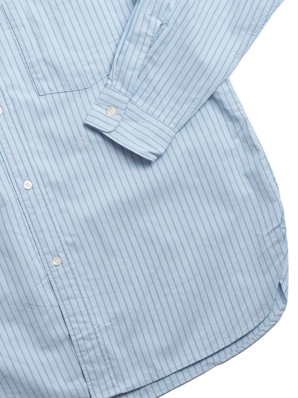 BUTTON DOWN STRIPE WIND SHIRT SAX | Nanamica Clearance