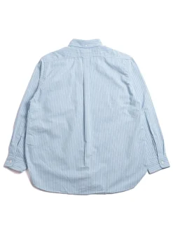 BUTTON DOWN STRIPE WIND SHIRT SAX | Nanamica Clearance