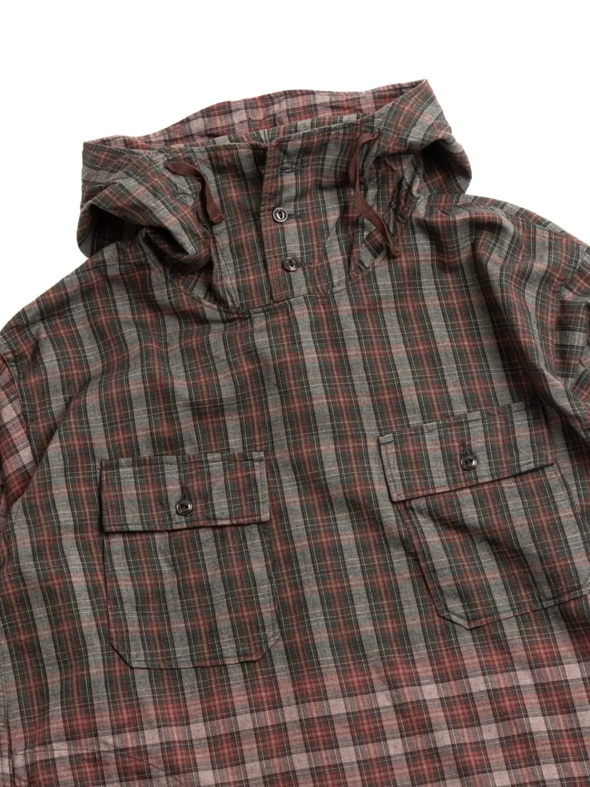 CAGOULE SHIRT OLIVE RED COTTON SMOKEY PLAID | Engineered Garments Fashion