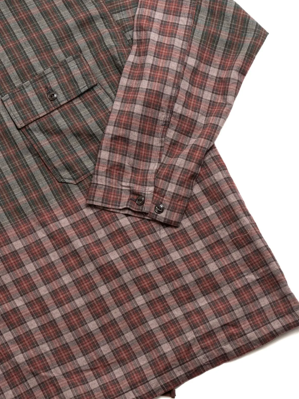 CAGOULE SHIRT OLIVE RED COTTON SMOKEY PLAID | Engineered Garments Fashion