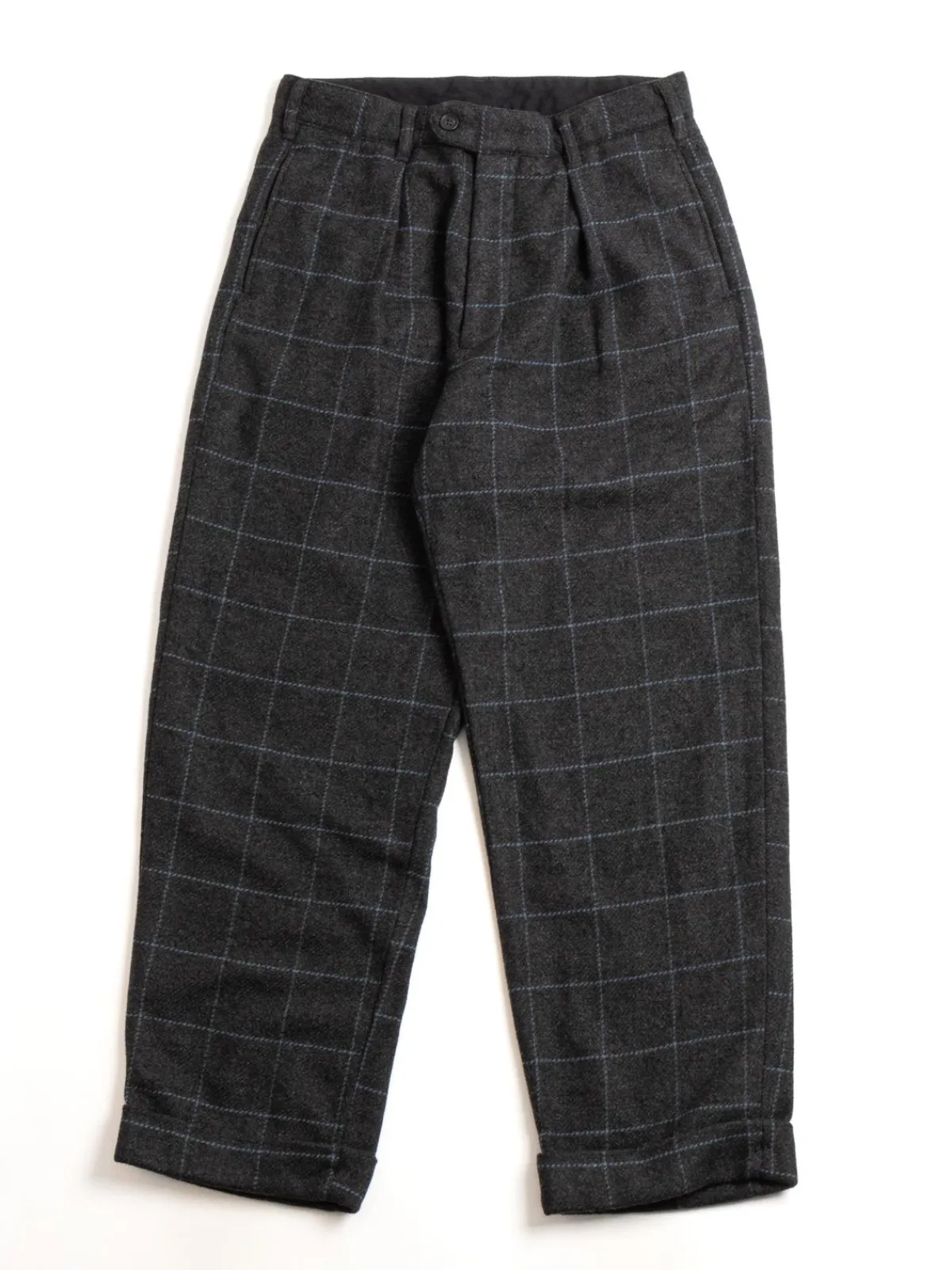 CARLYLE PANT CHARCOAL LT. BLUE WOOL POLY WINDOWPANE | Engineered Garments Cheap