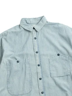 CHAMBRAY BIG POCKET WORK SHIRT (USED WASH) | H.UNIT New