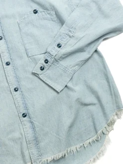 CHAMBRAY BIG POCKET WORK SHIRT (USED WASH) | H.UNIT New