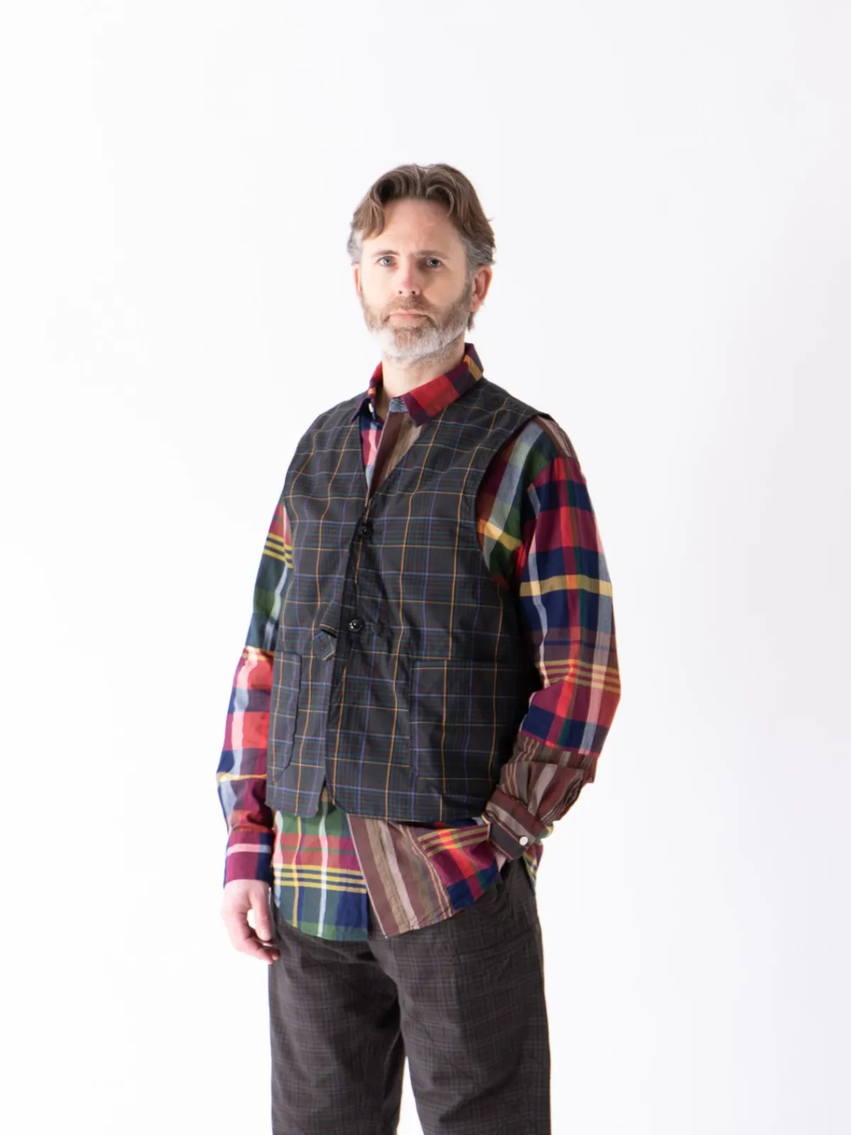 Dark Brown Polyester Rayon Glen Plaid Upland Vest | Engineered Garments Cheap