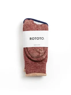 DOUBLE FACE CREW SOCKS MERINO WOOL & ORGANIC COTTON D.RED / BROWN | RoToTo Sale