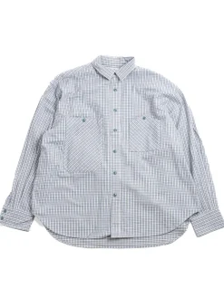 FLANNEL CHECK BIG POCKET WORK SHIRT BLUE | H.UNIT Shop