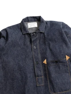 LOT 22131880 HEAVY LEATHER BOUND JUMPER INDIGO DENIM | Warehouse & Co Fashion