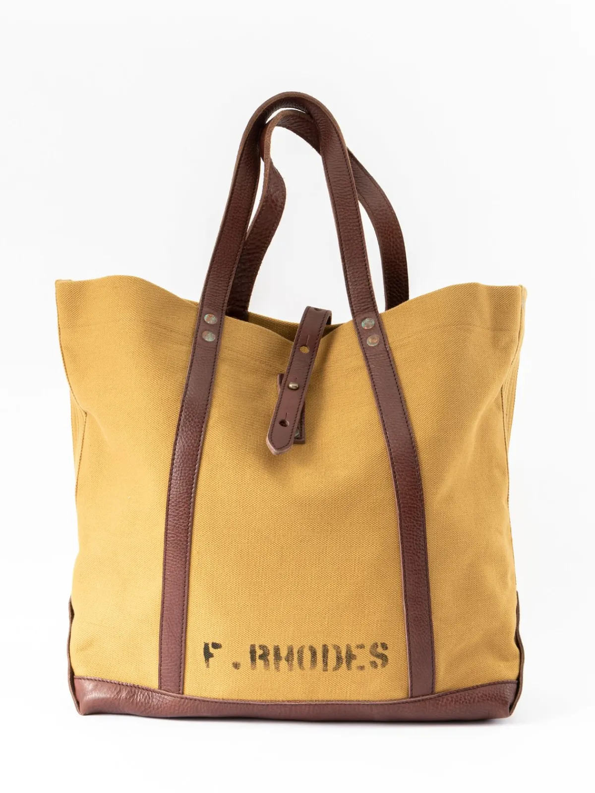 LOT 5220 LEATHER / CANVAS TOTE BAG D.BEIGE PRINTED | Warehouse & Co Store