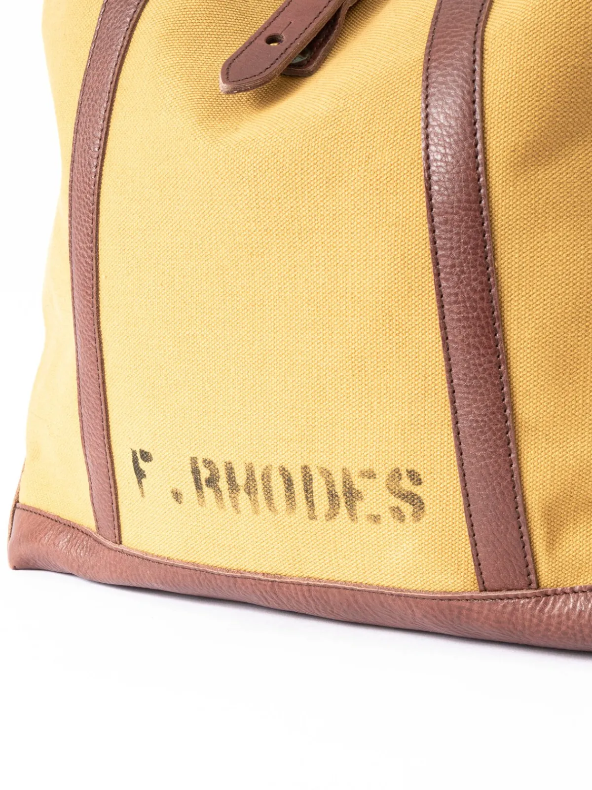 LOT 5220 LEATHER / CANVAS TOTE BAG D.BEIGE PRINTED | Warehouse & Co Store