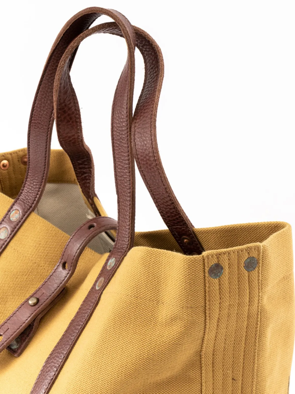 LOT 5220 LEATHER / CANVAS TOTE BAG D.BEIGE PRINTED | Warehouse & Co Store