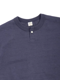 LOT 4082 ONE BUTTON HENLEY NECK T NAVY (EGG PLANT) | Warehouse & Co Outlet