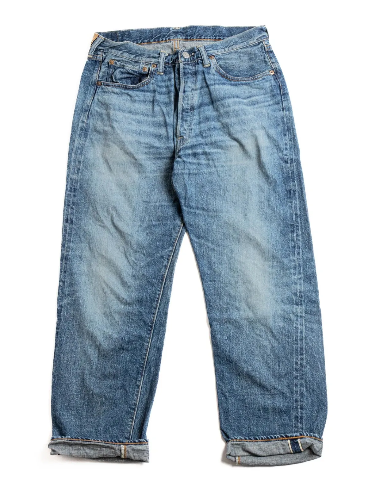 LOT 2ND HAND SERIES 1101 USED WASH MEDIUM 12OZ DENIM JEAN | Warehouse & Co Sale