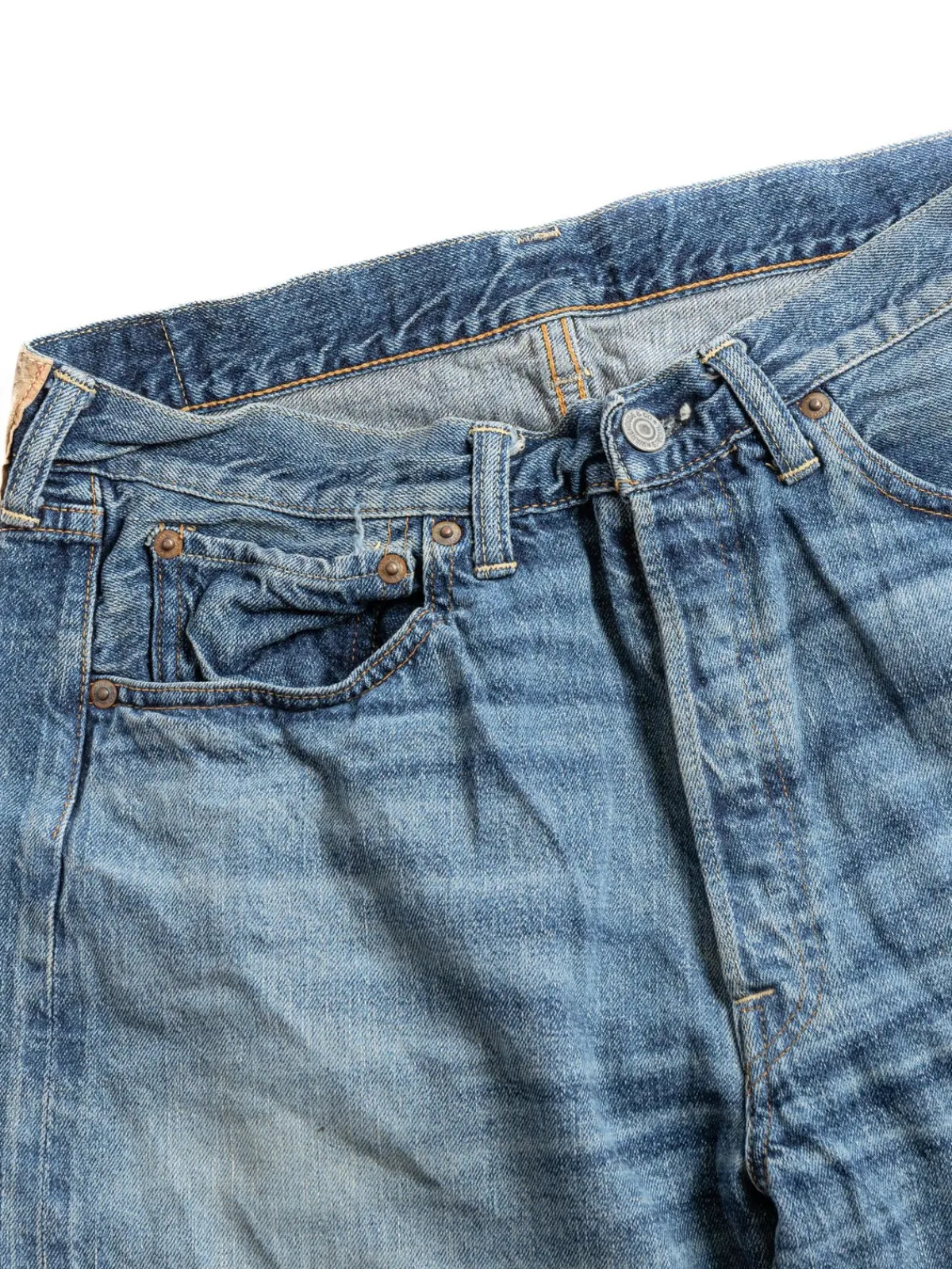 LOT 2ND HAND SERIES 1101 USED WASH MEDIUM 12OZ DENIM JEAN | Warehouse & Co Sale