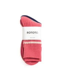 MERINO LAMBS WOOL STRIPE SOCKS PINK | RoToTo Shop