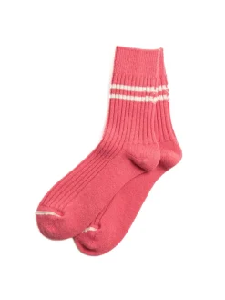 MERINO LAMBS WOOL STRIPE SOCKS PINK | RoToTo Shop