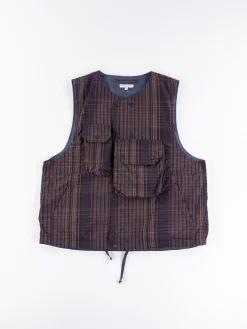 Multi Color Nyco Plaid Cover Vest | Engineered Garments Online
