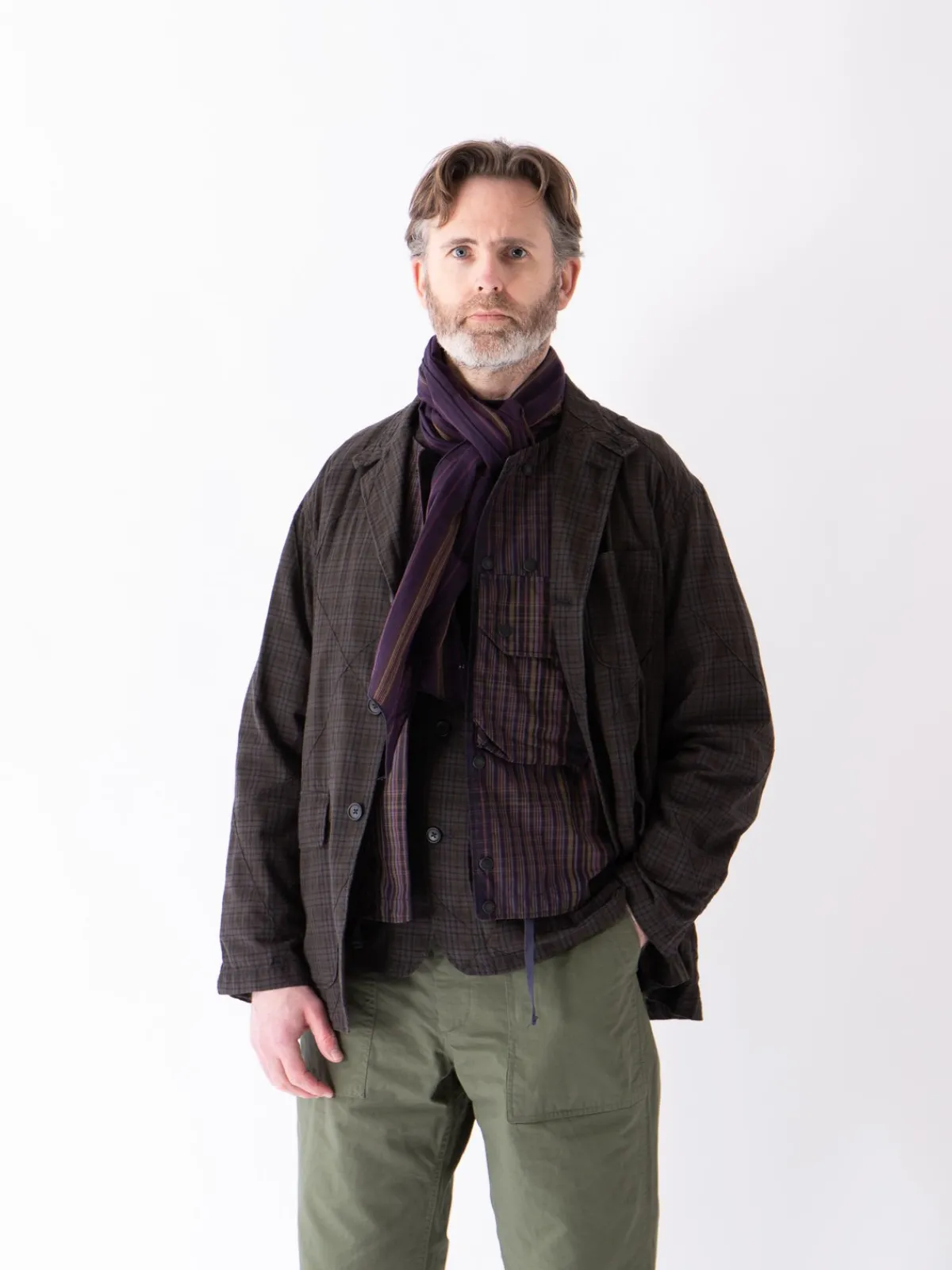 Multi Color Nyco Plaid Cover Vest | Engineered Garments Online