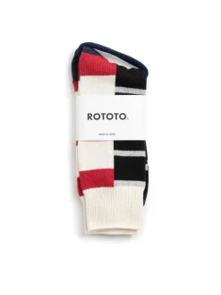 MULTI RUGGER PATTERN CREW SOCKS RED/WHT/NVY | RoToTo Cheap