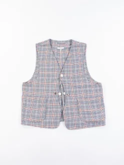 Navy/Green/Orange CP Glen Plaid Upland Vest | Engineered Garments Hot