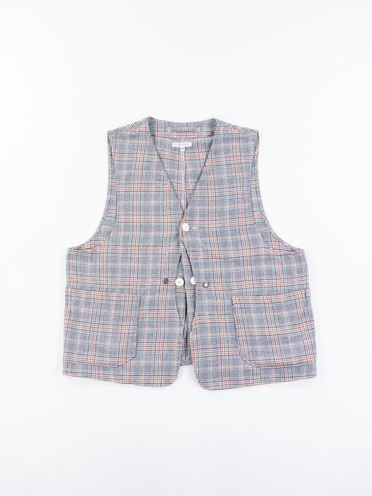 Navy/Green/Orange CP Glen Plaid Upland Vest | Engineered Garments Hot