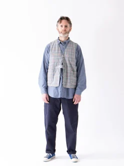 Navy/Green/Orange CP Glen Plaid Upland Vest | Engineered Garments Hot