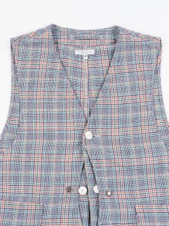 Navy/Green/Orange CP Glen Plaid Upland Vest | Engineered Garments Hot