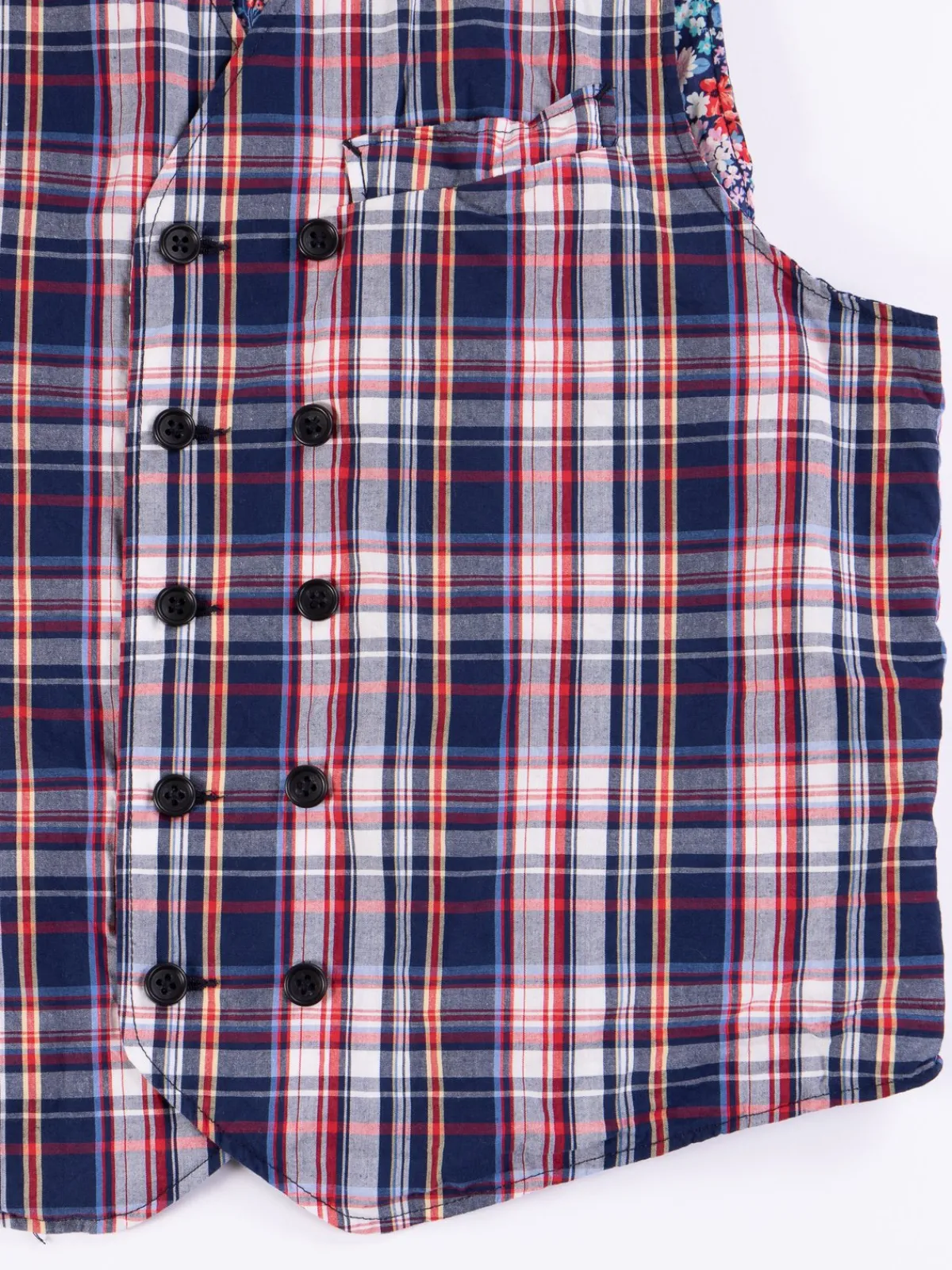 Navy/White/Red Plaid Poplin Reversible Vest | Engineered Garments Cheap