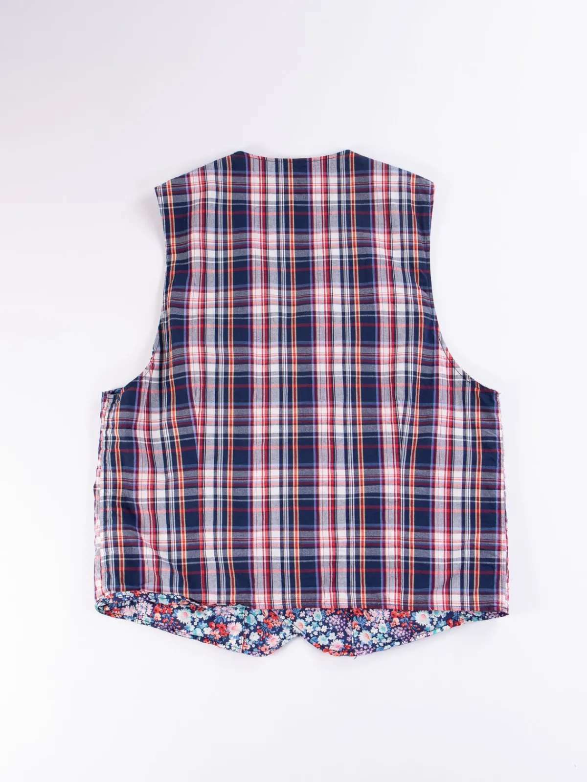 Navy/White/Red Plaid Poplin Reversible Vest | Engineered Garments Cheap