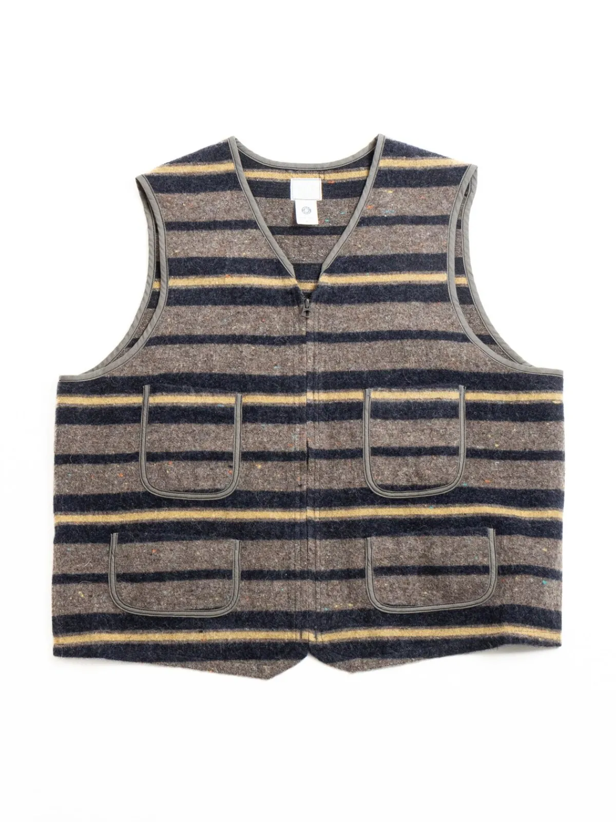 (1502–TWN) FLEECE VEST TRASHED WOOL NAVY STRIPE | Post O’alls Best Sale