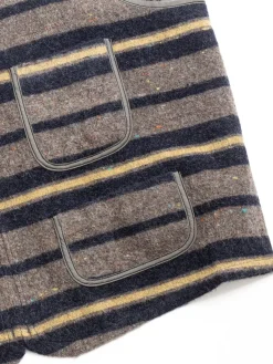 (1502–TWN) FLEECE VEST TRASHED WOOL NAVY STRIPE | Post O’alls Best Sale