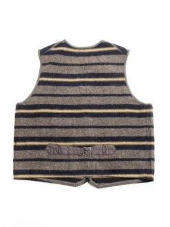 (1502–TWN) FLEECE VEST TRASHED WOOL NAVY STRIPE | Post O’alls Best Sale