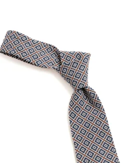 NECK TIE NAVY BROWN COTTON SQUARE JACQUARD | Engineered Garments Fashion