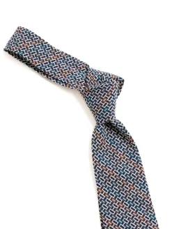 NECK TIE NAVY BROWN COTTON GEO JACQUARD | Engineered Garments New