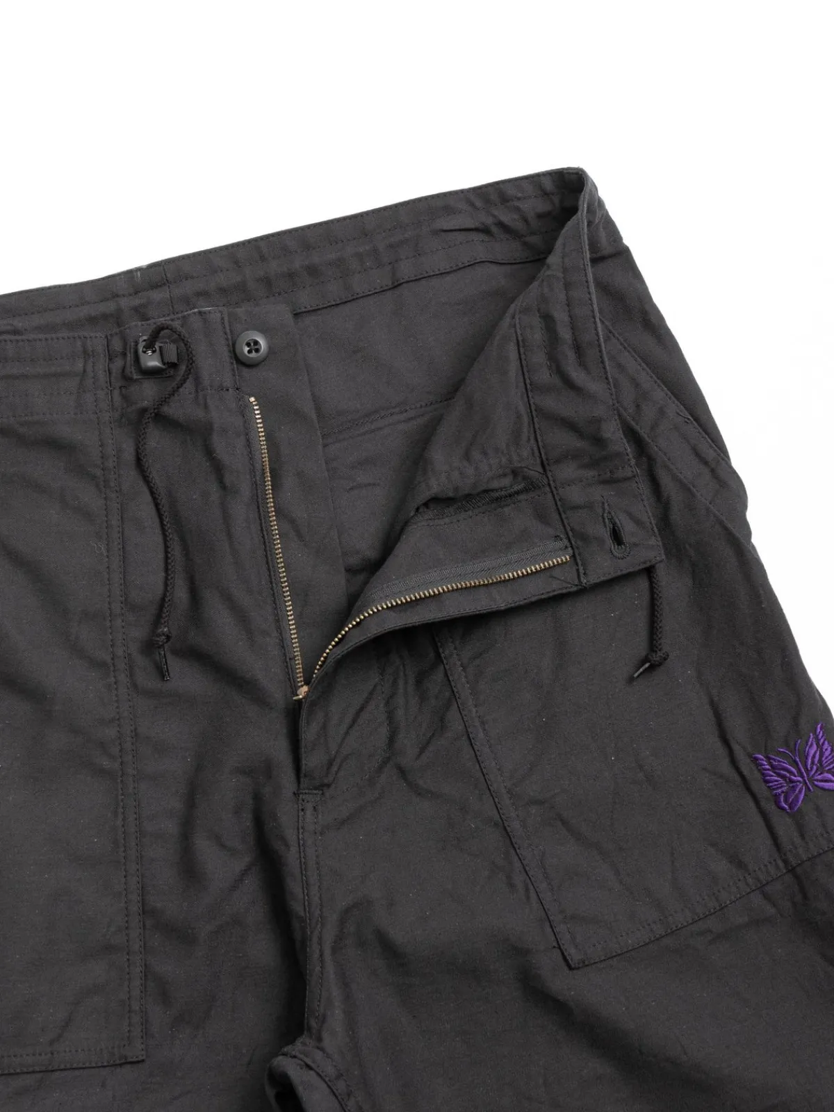 STRING FATIGUE PANT BACK SATEEN BLACK | Needles Clearance