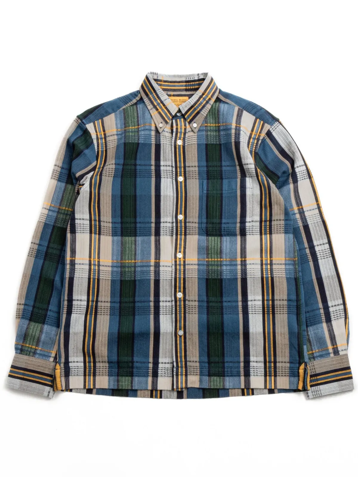 OM45100.80 RIB MADRAS TOWEL WEAVE STRAIGHT HEM BD SHIRT | TBB X OMTC New