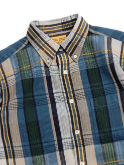 OM45100.80 RIB MADRAS TOWEL WEAVE STRAIGHT HEM BD SHIRT | TBB X OMTC New