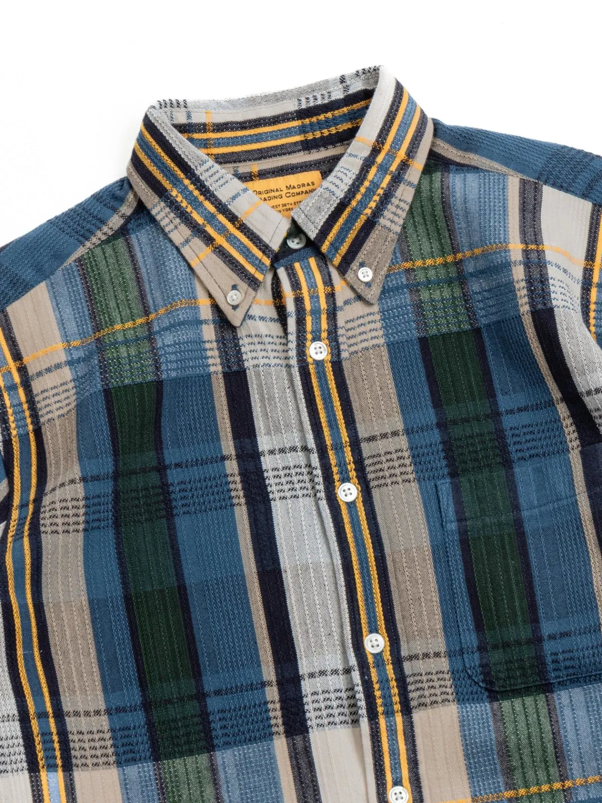 OM45100.80 RIB MADRAS TOWEL WEAVE STRAIGHT HEM BD SHIRT | TBB X OMTC New