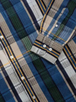 OM45100.80 RIB MADRAS TOWEL WEAVE STRAIGHT HEM BD SHIRT | TBB X OMTC New