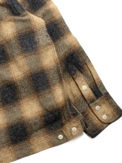 OMBRE CHECK OPEN COLLAR L/S SHIRT MUSTARD | H.UNIT Outlet