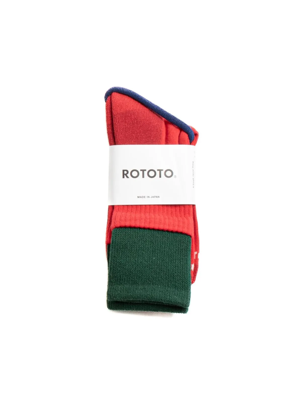 ORGANIC COTTON DOUBLE LAYER CREW SOCK GREEN/RED | RoToTo Cheap
