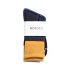 ORGANIC COTTON DOUBLE LAYER CREW SOCK D.YELLOW/NAVY | RoToTo Shop