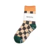 PILE ROOM SOCK CHECKERBOARD L.ORANGE/D.GREEN | RoToTo Fashion