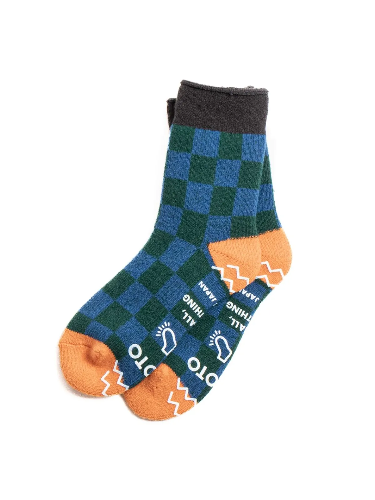 PILE ROOM SOCK CHECKERBOARD CHARCOAL/L.ORANGE | RoToTo Clearance