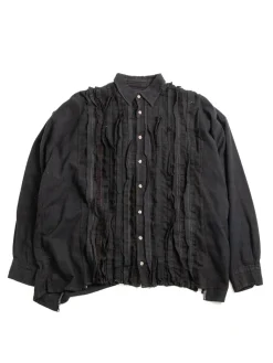 REBUILD BY FLANNEL SHIRT RIBBON WIDE OVER DYE BLACK (C) | Needles Store