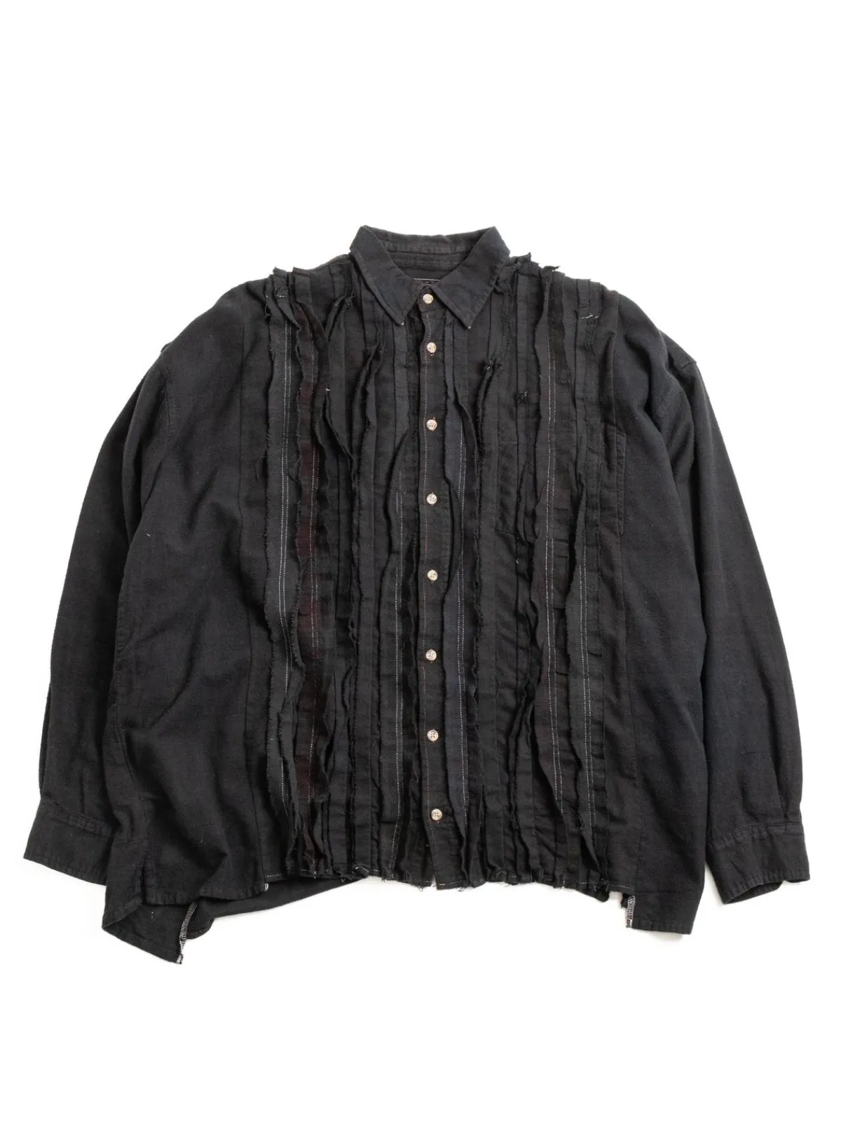 REBUILD BY FLANNEL SHIRT RIBBON WIDE OVER DYE BLACK (C) | Needles Store