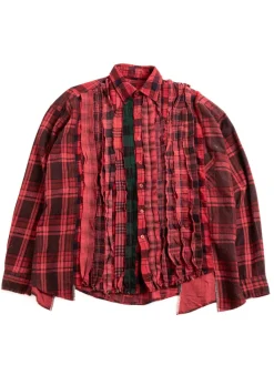 REBUILD BY FLANNEL SHIRT RIBBON WIDE OVER DYE RED (C) | Needles Store